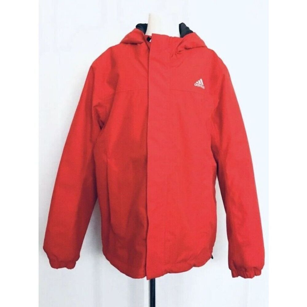 adidas Kids Unisex 11/12 Hooded Outerwear Red Lightweight Jacket